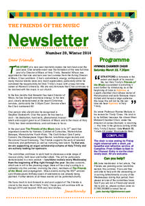 THE FRIENDS OF THE MUSIC  Newsletter Number 20, Winter[removed]Programme