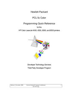 Hewlett-Packard PCL 5c Color Programming Quick Reference for the HP Color LaserJet 4500, 4550, 8500, and 8550 printers