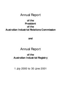 Annual Report of the President of the Australian Industrial Relations Commission and