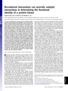 Recruitment interactions can override catalytic interactions in determining the functional identity of a protein kinase Angela P. Won, Joan E. Garbarino, and Wendell A. Lim1 Howard Hughes Medical Institute and Department