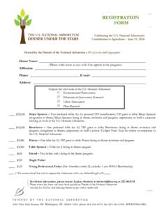 REGISTRATION FORM Hosted by the Friends of the National Arboretum a 501(c)(3) non-profit organization  Donor Name: ___________________________________________________________________