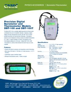 Physics Accessories | Barometer-Thermometer  Precision Digital Barometer and Thermometer Models DBT-100 and DBT-100T