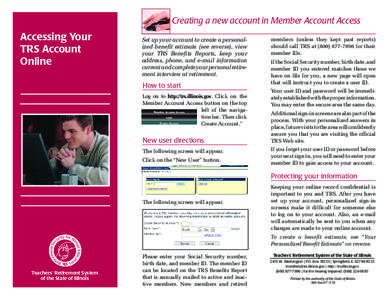Creating a new account in Member Account Access  Accessing Your TRS Account Online