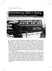 332 / Sarai Reader 2004: Crisis/Media  Remembering SARS in Beijing The Nationalist Appropriation of an Epidemic S A N J AY S H A R M A