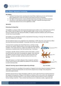 FFF  Fact Sheet: Hydraulic Fracturing KEY POINTS:  Hydraulic fracturing involves injecting water-based fluids at high pressure into rock formations deep underground to create tiny fractures that enhance the flow of oi