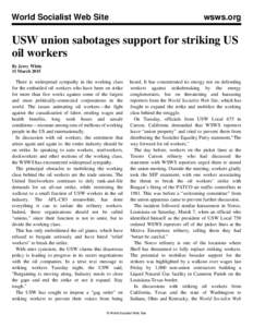 World Socialist Web Site  wsws.org USW union sabotages support for striking US oil workers