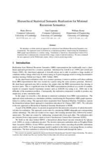 Hierarchical Statistical Semantic Realization for Minimal Recursion Semantics Matic Horvat Computer Laboratory University of Cambridge 