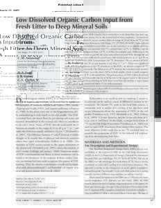 Published online March 12, 2007  Low Dissolved Organic Carbon Input from Fresh Litter to Deep Mineral Soils M. Fröberg* P. M. Jardine