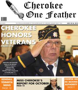 50 CENTS  THE OFFICIAL NEWSPAPER OF THE EASTERN BAND OF CHEROKEE INDIANS SINCE 1965 NOV[removed], 2014