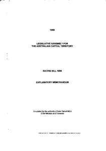 1998  LEGISLATIVE ASSEMBLY FOR THE AUSTRALIAN CAPITAL TERRITORY  RACING BILL 1998