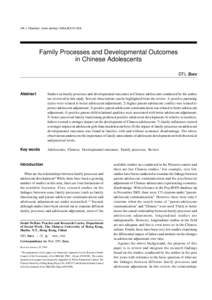 HK J Paediatr (new series) 2004;9:[removed]Family Processes and Developmental Outcomes in Chinese Adolescents DTL SHEK