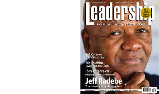 WWW.LEADERSHIPONLINE.CO.ZA  EDITION 342 OCTOBER 2013 leadership magazine