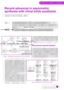 Synthèse de molécules énantiopures  Recent advances in asymmetric synthesis with chiral imide auxiliaries David A. Evans and Jared T. Shaw
