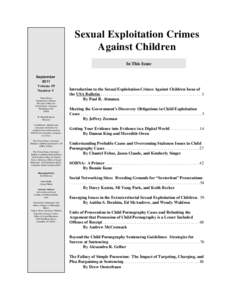 Sexual Exploitation Crimes Against Children In This Issue September 2011 Volume 59