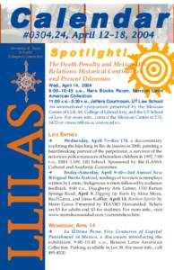 Calendar #[removed], April 12–18, 2004 University of Texas at Austin College of Liberal Arts