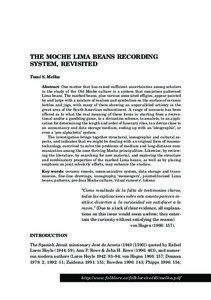 THE MOCHE LIMA BEANS RECORDING SYSTEM, REVISITED Tomi S. Melka