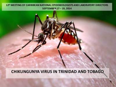 Chikungunya – trinidad and Tobago perspective/ experience