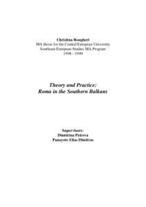 Christina Rougheri MA thesis for the Central European University Southeast European Studies MA ProgramTheory and Practice: