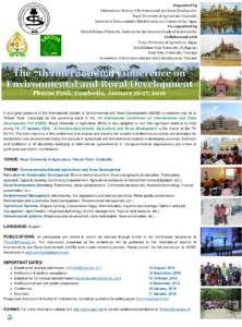Organized by International Society of Environmental and Rural Development Royal University of Agriculture, Cambodia erd