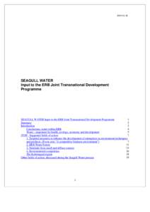 SEAGULL WATER Input to the ERB Joint Transnational Development Programme