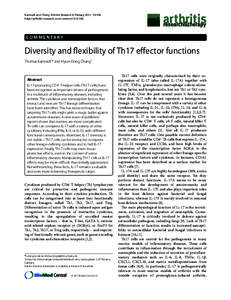Kamradt and Chang Arthritis Research & Therapy 2011, 13:106 http://arthritis-research.com/content[removed]CO M M E N TA R Y  Diversity and flexibility of Th17 effector functions