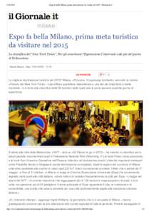 Expo fa bella Milano, prima meta turistica da visitare nelIlGiornale.it milano