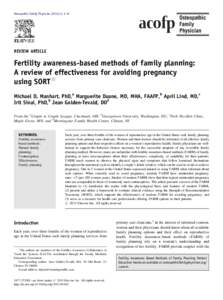 Fertility awareness-based methods of family planning A review of effectiveness for avoiding pregnancy using SORT