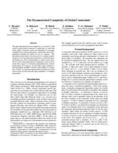 Computer programming / Local consistency / Constraint satisfaction / Constraint logic programming / Parameterized complexity / Mathematical optimization / Clique problem / Decomposition method / Complexity of constraint satisfaction / Constraint programming / Theoretical computer science / Software engineering