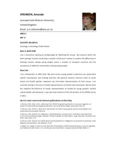 ATKINSON, Amanda Liverpool John Moores University United Kingdom Email:  AREA 6 WP 16