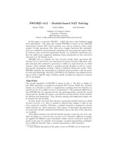 SWORD v0.2 – Module-based SAT Solving Robert Wille Andr´e S¨ ulflow