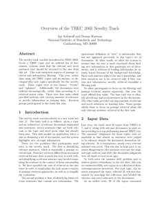 Overview of the TREC 2003 Novelty Track Ian Soboroff and Donna Harman National Institute of Standards and Technology Gaithersburg, MDAbstract