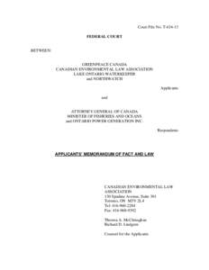 Court File No. T[removed]FEDERAL COURT BETWEEN:  GREENPEACE CANADA