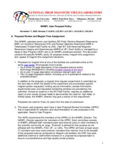 NHMFL User Proposal Policy