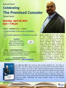 Special Event  Celebrating The Promised Consoler Daniel Assisi