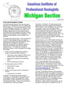 Hydrogeology / Organochlorides / Geography of Michigan / Michigan / United States / State Bar of Michigan / Dense non-aqueous phase liquid / Meeting / Non-aqueous phase liquid / John E. Fetzer Center