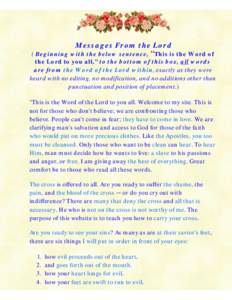 Messages From the Lord  Messages From the Lord ( Beginning with the below sentence, 