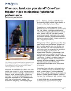 When you land, can you stand? One-Year Mission video miniseries: Functional performance