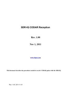 SDR-IQ CODAR Reception  RevNov 1, 2011  www.rfspace.com