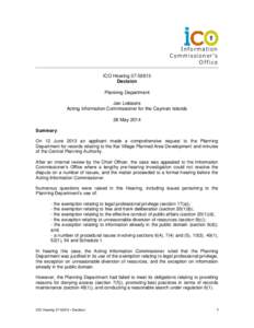 Information Commissioner’s Office ICO HearingDecision Planning Department