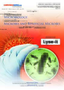 conferenceseries.com  October 2017 Volume 6, Issue 4 | ISSN: Journal of Medical Microbiology & Diagnosis