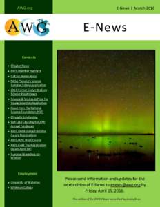 AWG.org  E-News ǀ March 2016 E-News Contents