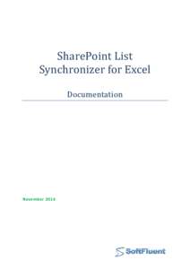 SharePoint List Synchronizer for Excel Documentation November 2014