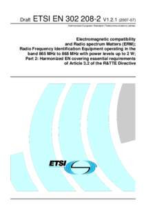Draft  ETSI ENV1Harmonized European Standard (Telecommunications series)  Electromagnetic compatibility