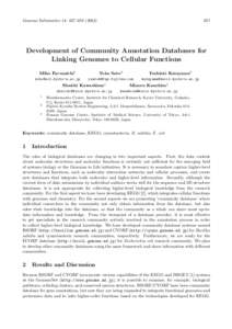 Genome Informatics 14: 657–Development of Community Annotation Databases for Linking Genomes to Cellular Functions