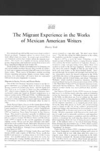 ALAN v30n1 - The Migrant Experience in the Works of Mexican American Writers
