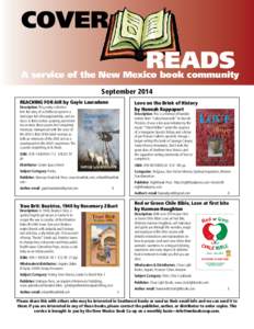 COVER READS A service of the New Mexico book community September 2014 REACHING FOR AIR by Gayle Lauradunn