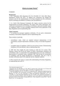 AMC and GM to Part 21  EXPLANATORY NOTE1 I. General Background 1. On 27 September 2002, Regulation (EC) Noof 15 July 2002 (