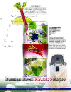 Alaskans always challenge the accepted conventions. 8 oz Rhubarb Vodka 8 mint sprigs,