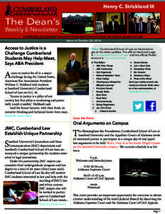 Henry C. Strickland III  The Dean’s Weekly E-Newsletter  A publication from Samford University’s Cumberland School of Law for law students, faculty and staff