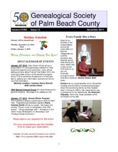Genealogical Society of Palm Beach County Volume XXXIII Issue 12